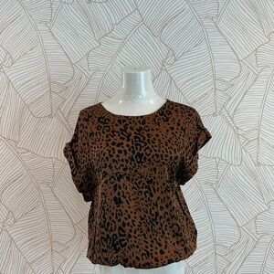 Cloth & Stone Brown Leopard Print Blouse